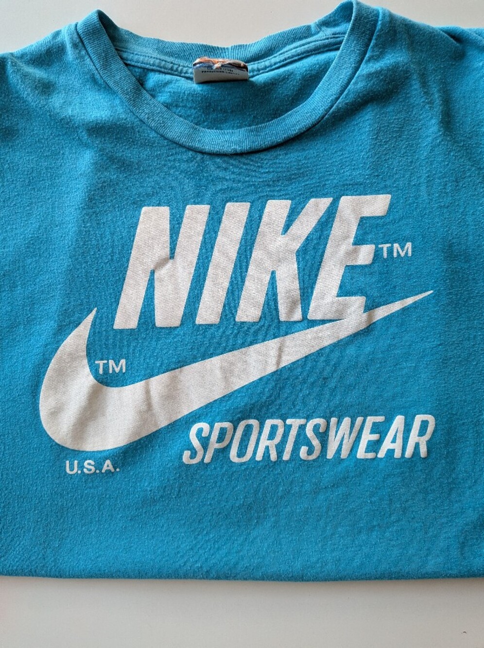 Vintage Style Nike Sportswear USA Swoosh Tee Teal Blue